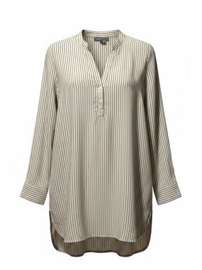 Vince Gray Striped Silk Blend Tunic Blouse – Size 2